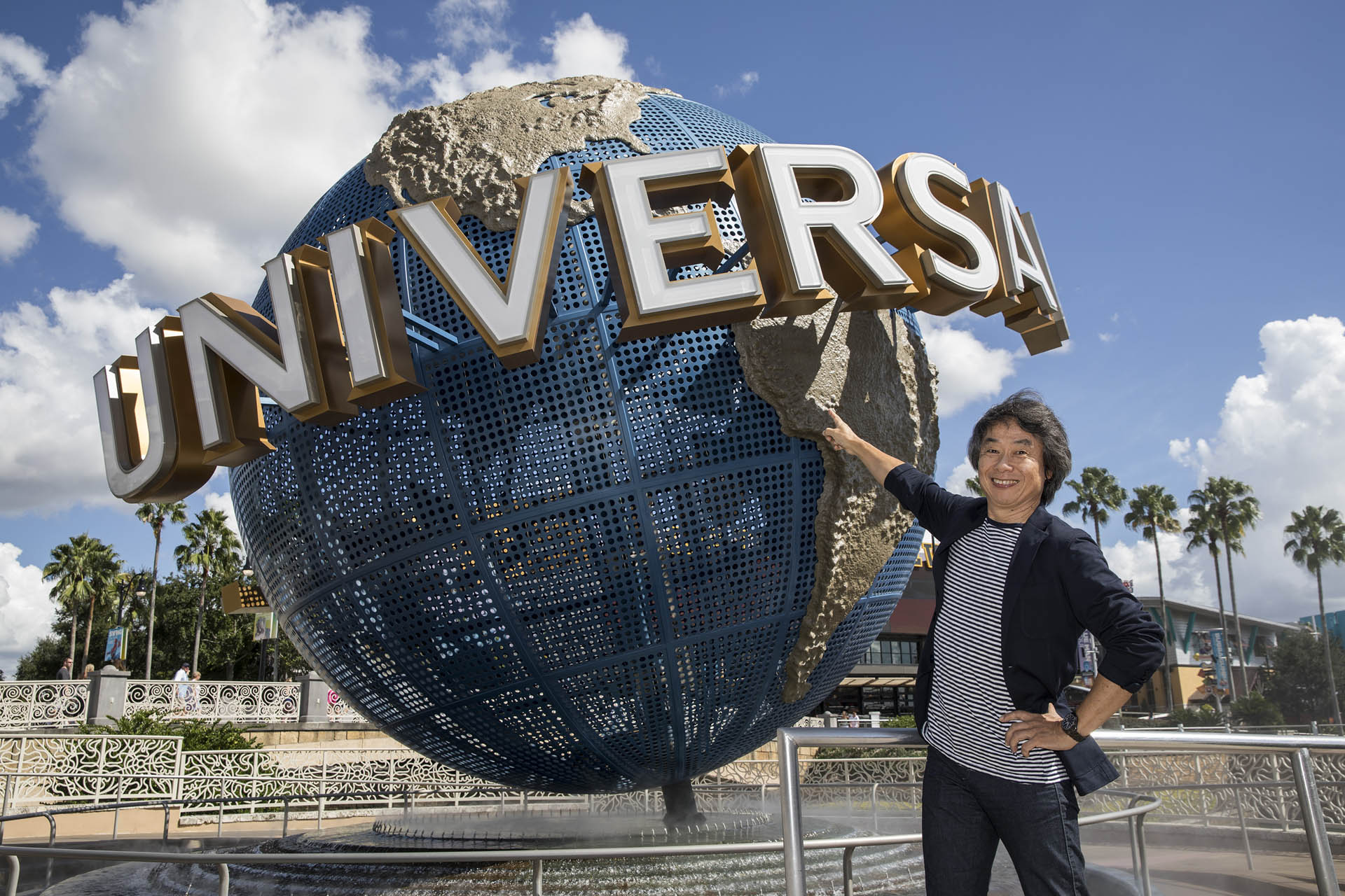  Shigeru Miyamoto, creator of Mario, stands outside Universal Orlando Resort. Nintendo-themed areas are coming to three locations around the world. © 2016 Universal Studios. All Rights Reserved.