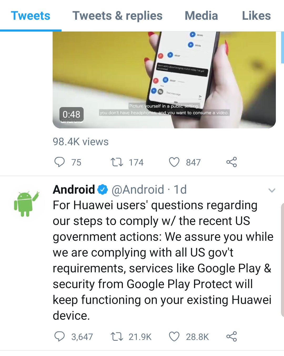 Android on Twitter