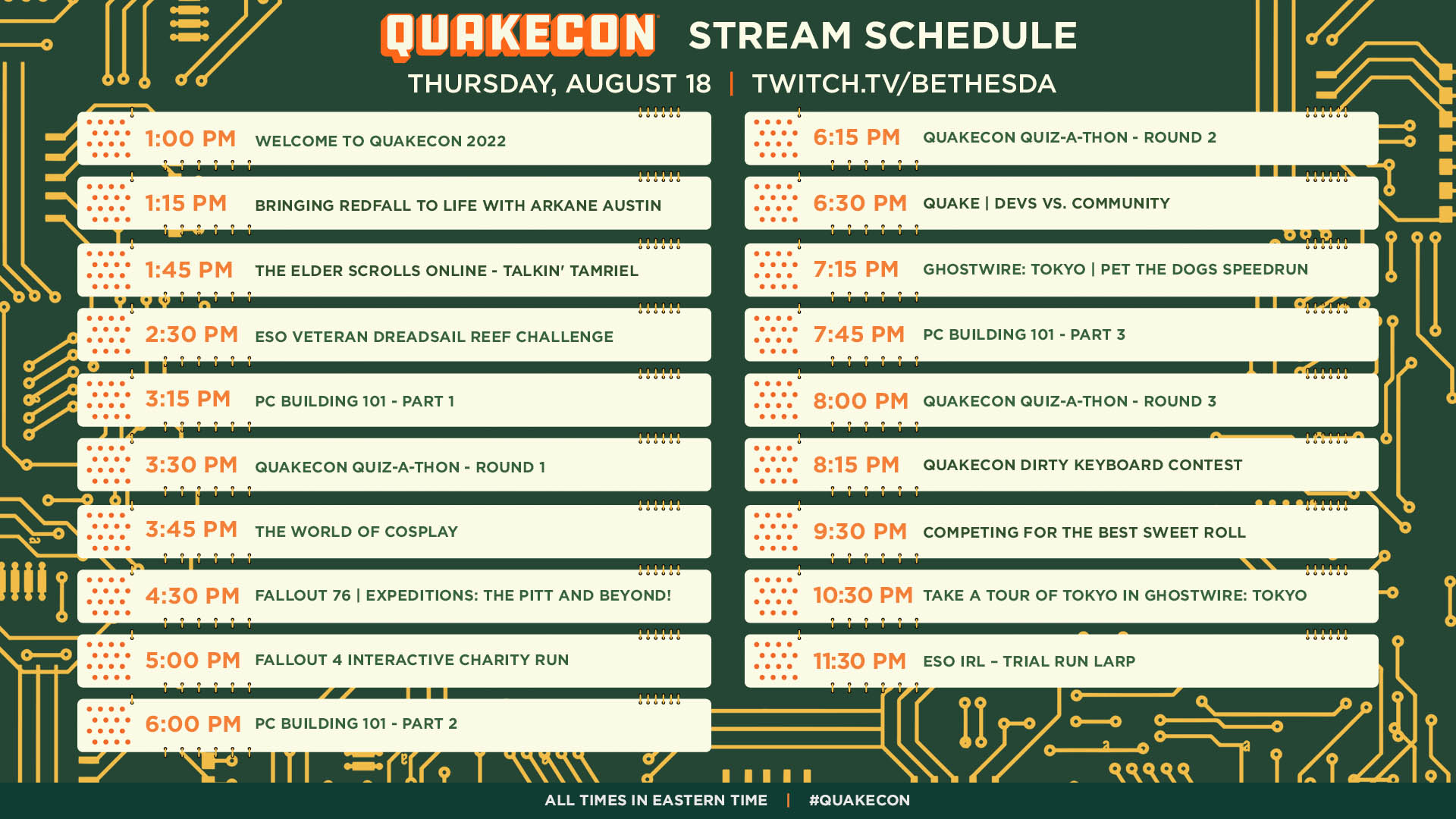 QuakeCon 22 schedule