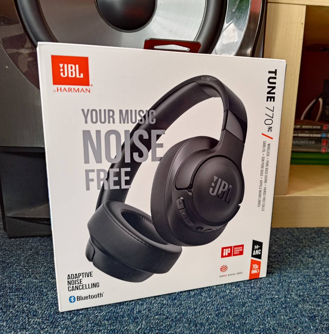 JBL Tune 770NC Wireless Over-Ear Headphones, with Adaptive Noise  Cancelling, Bluetooth and 70 hours Battery Life, in Black