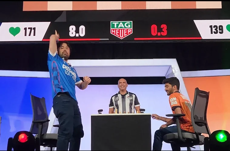 Hikaru Nakamura throws Gukesh king