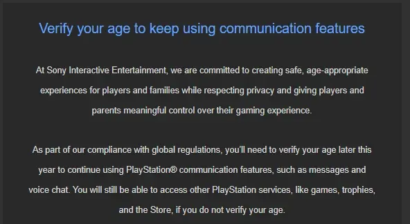 PlayStation age verification