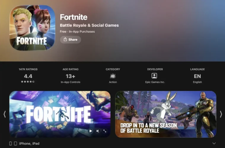 Fortnite returns to iPhone App Store