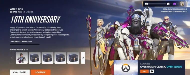Overwatch 10th anniversary China rewards